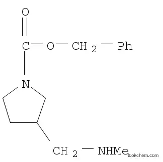 Molecular Structure of 1292369-15-3 (benzyl 3-((MethylaMino)Methyl)pyrrolidine-1-carboxylate)